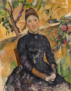 Madame Cézanne dan sla serre, 1891-92, 92x73cm, NR703, New York Metropolitan museum of Art.