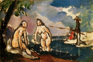 Baigneuses et pêcheur à la ligne, 1872, 14x21cm, NR231