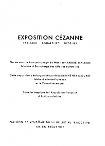 Catalogue de l'exposition Cézanne de 1961 